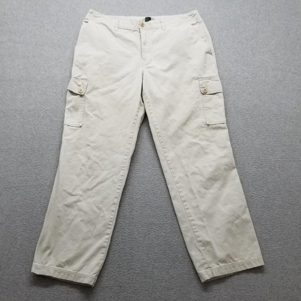 Abercrombie & Fitch Cargo Pants Womens 14 Ivory Straight Pockets 34x29